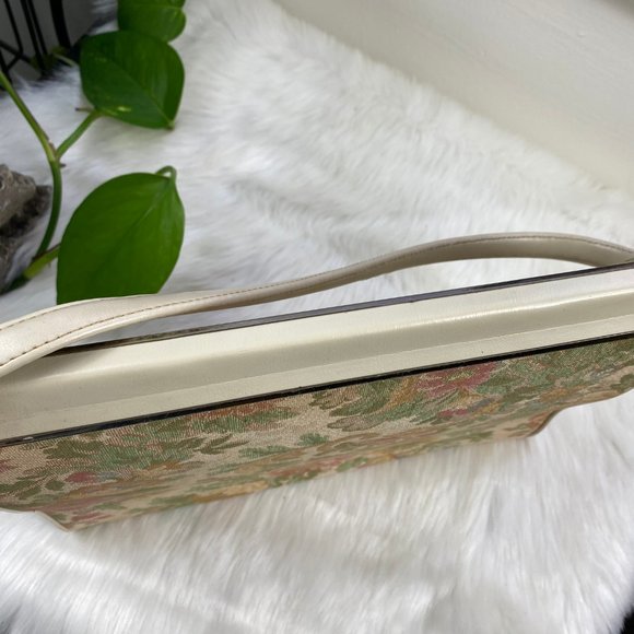 Vintage 50s L & M Cream Floral Tapestry Handbag - Picture 3 of 11